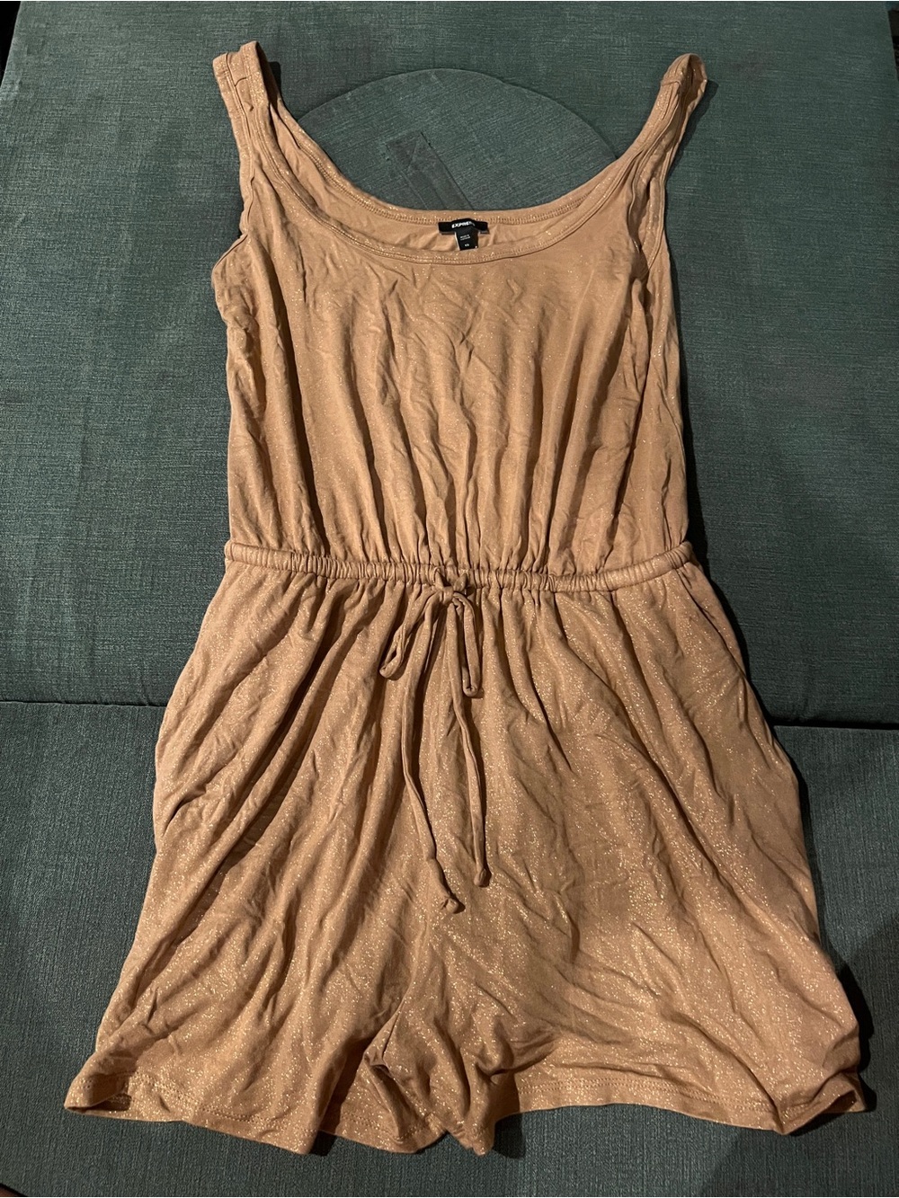 Express Metallic Tan Shimmer Romper